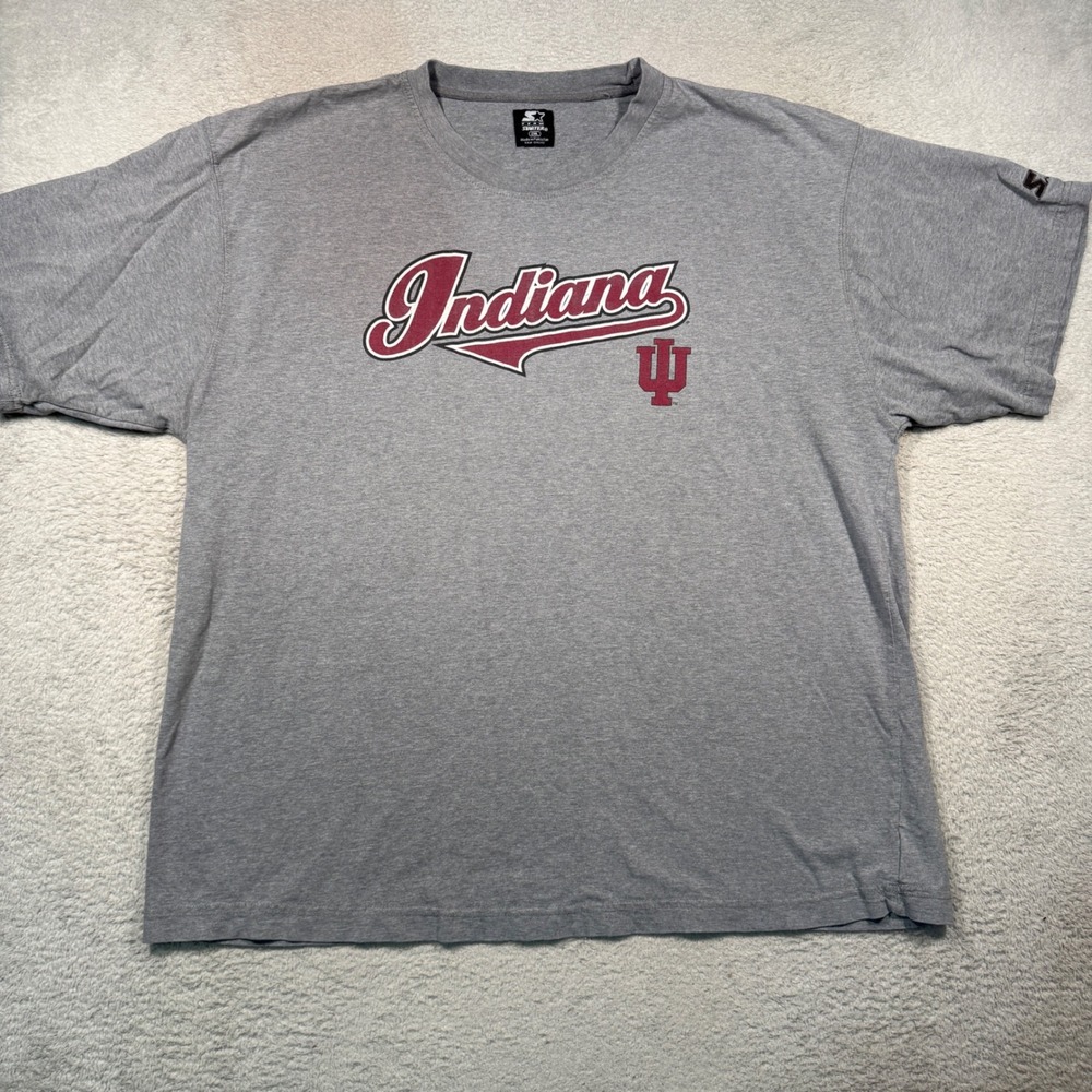 Vintage 90s Starter Indiana University Tshirt Mens 2XL Gray IU Hoosiers NCAA Tee